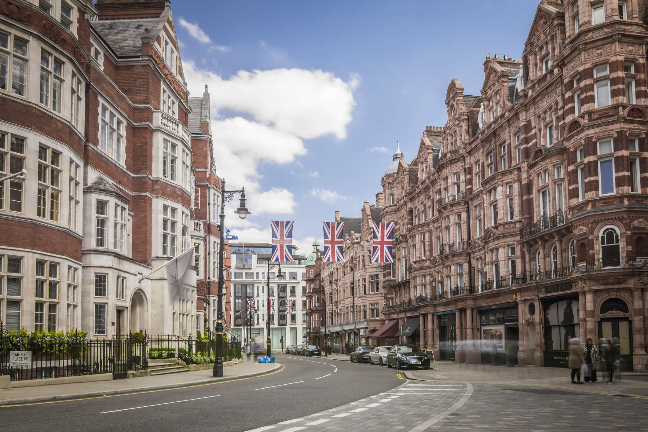 Carlos Place and Mount Street, an upmarket shopping destination in central London